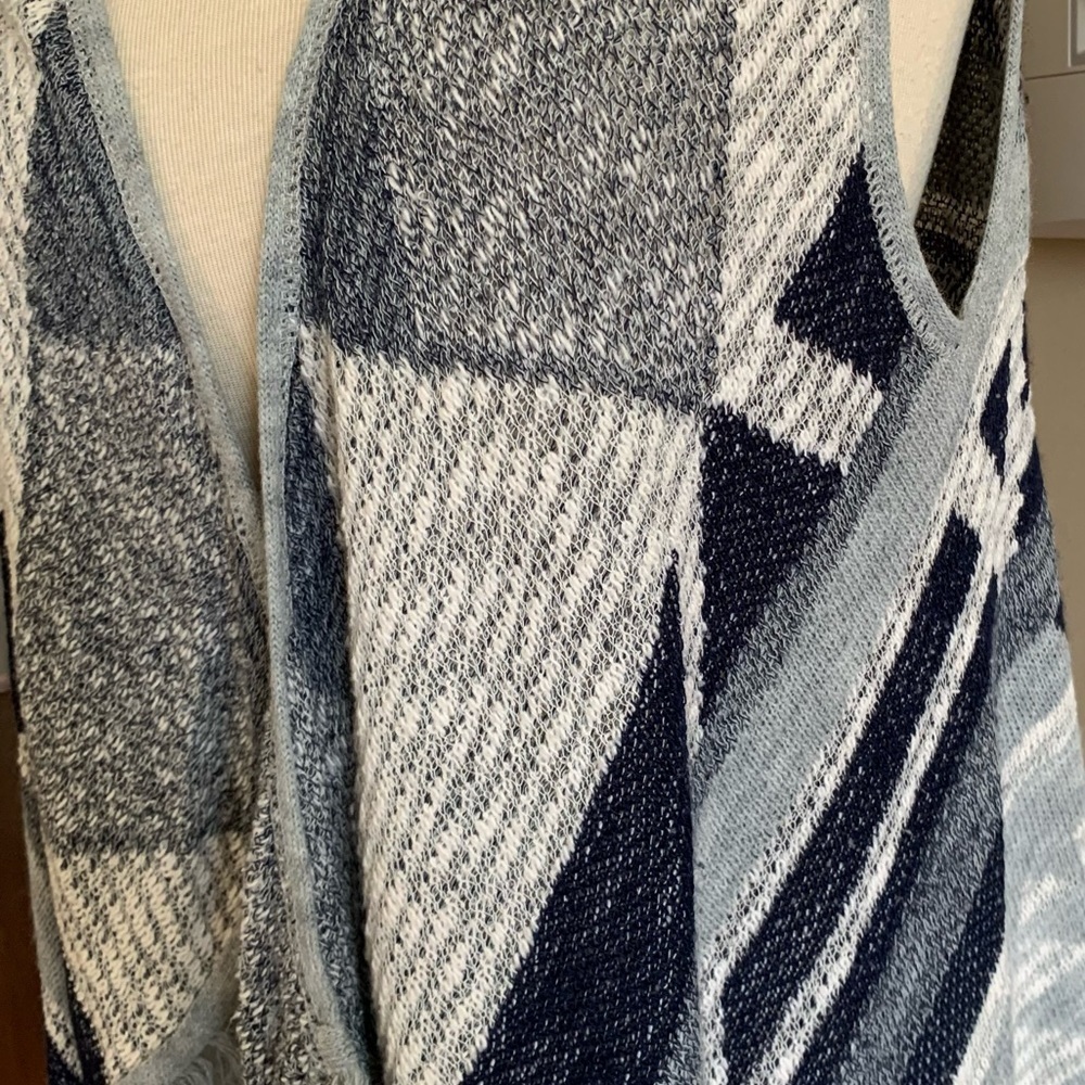 Blue gray Sleeveless Open Draped Vest M - Picture 14 of 14